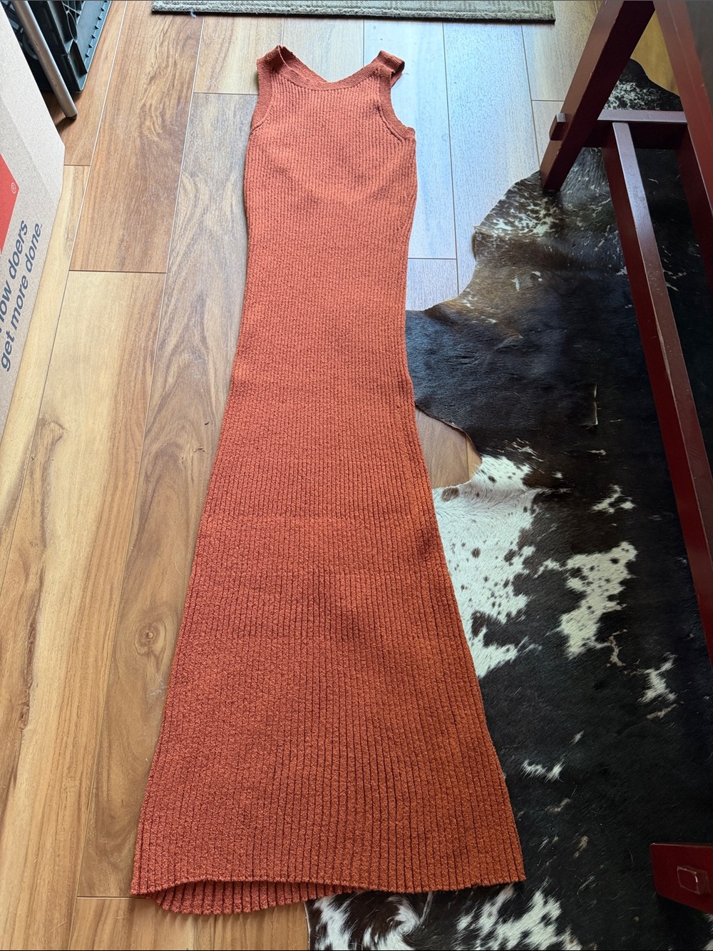 NWOT Ribbed Sleeveless Maxi Dress in Rust
